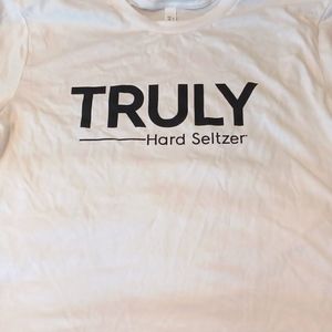 Unisex Truly T-Shirt! White with Black Lettering. Size Large. 100% Soft Cotton.